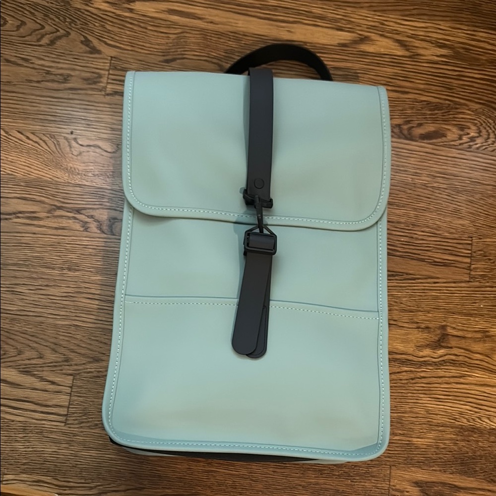 Rains Green and Black Minimalist Backpack